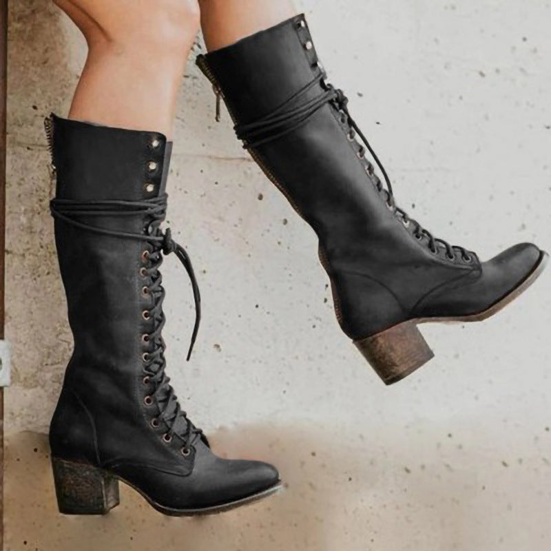Beatrice | Women’s Vintage Lace-Up High Heel Boots