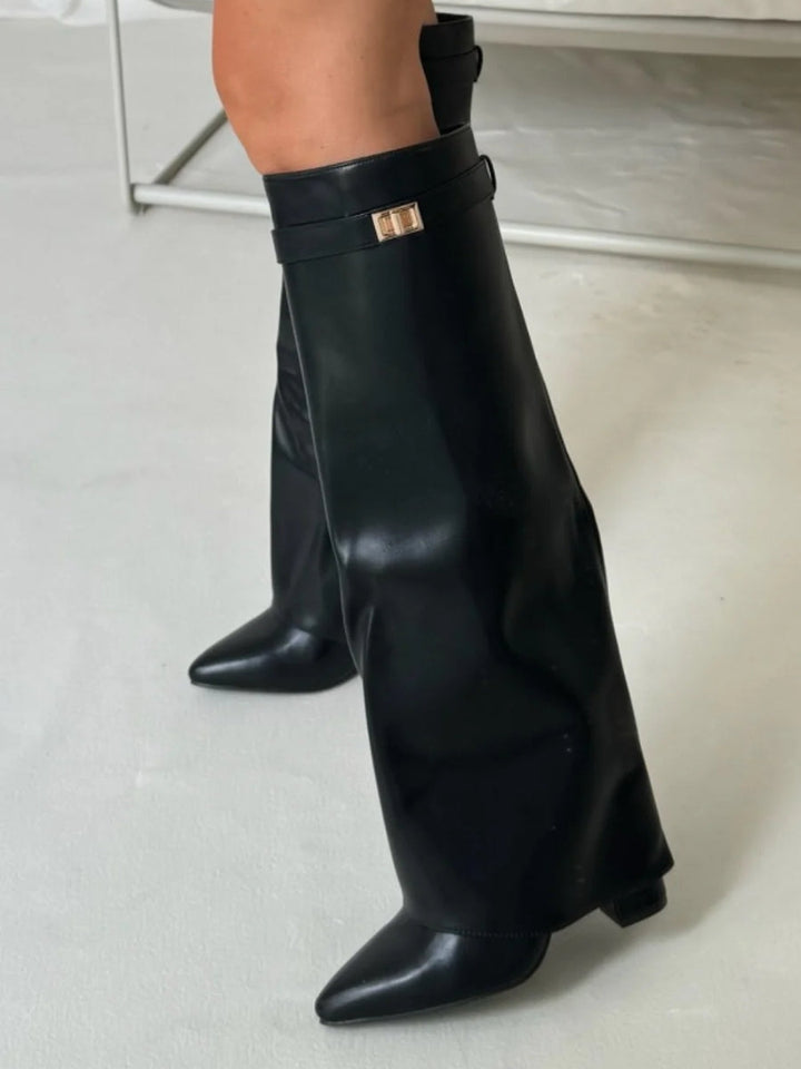 Emily | Women’s Leather Thigh-High Boots with Buckle