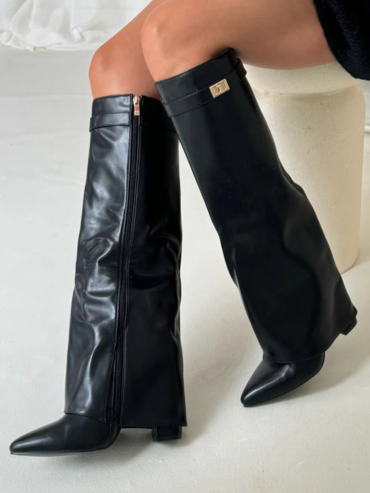 Emily | Women’s Leather Thigh-High Boots with Buckle