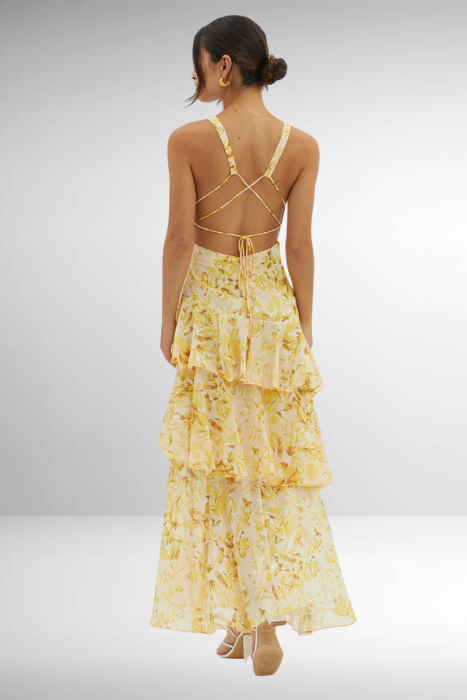 Maria | Women’s Elegant Floral Tiered Maxi Dress