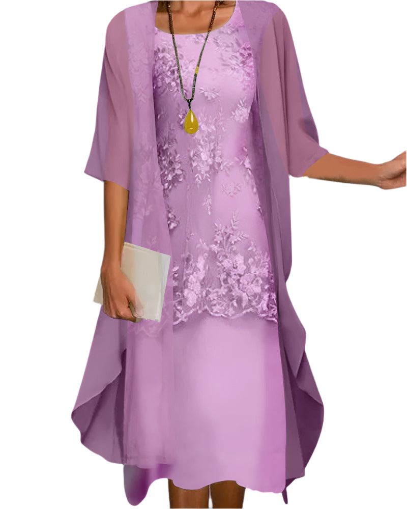 Ivy | Women Flowing Sheer Sleeve Midi Dress