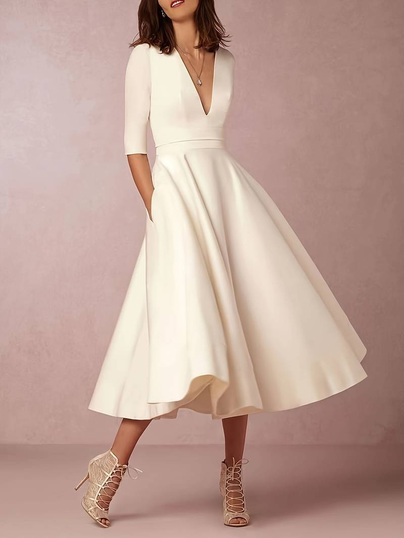 Daisy | Women Wedding Guest Flared Midi Dress
