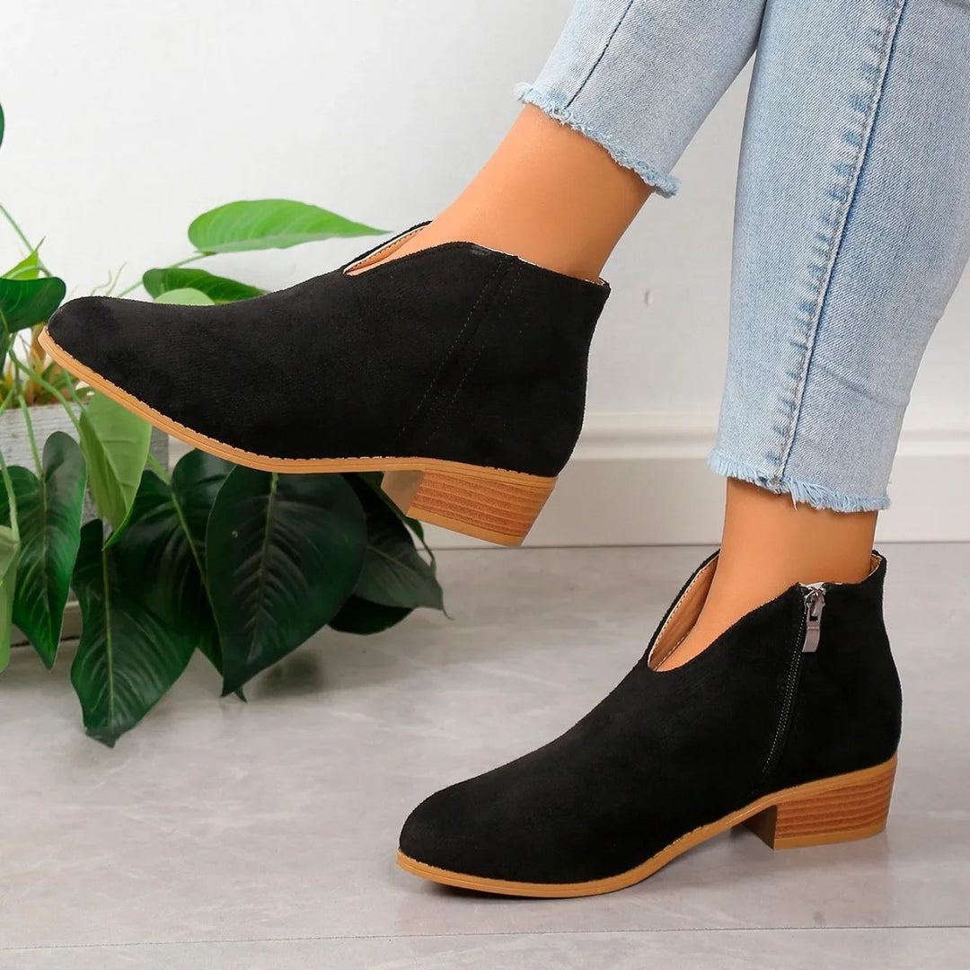 Camille | Women’s Leopard Print Ankle Boots with Zipper