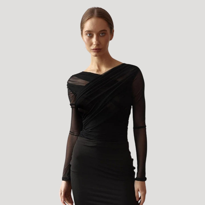 Claire | Women’s Spring Sheer Wrap Long-Sleeve Top