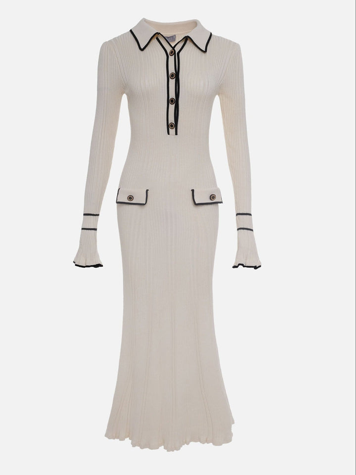 Delilah | Women’s Spring Ribbed Button Midi Dress