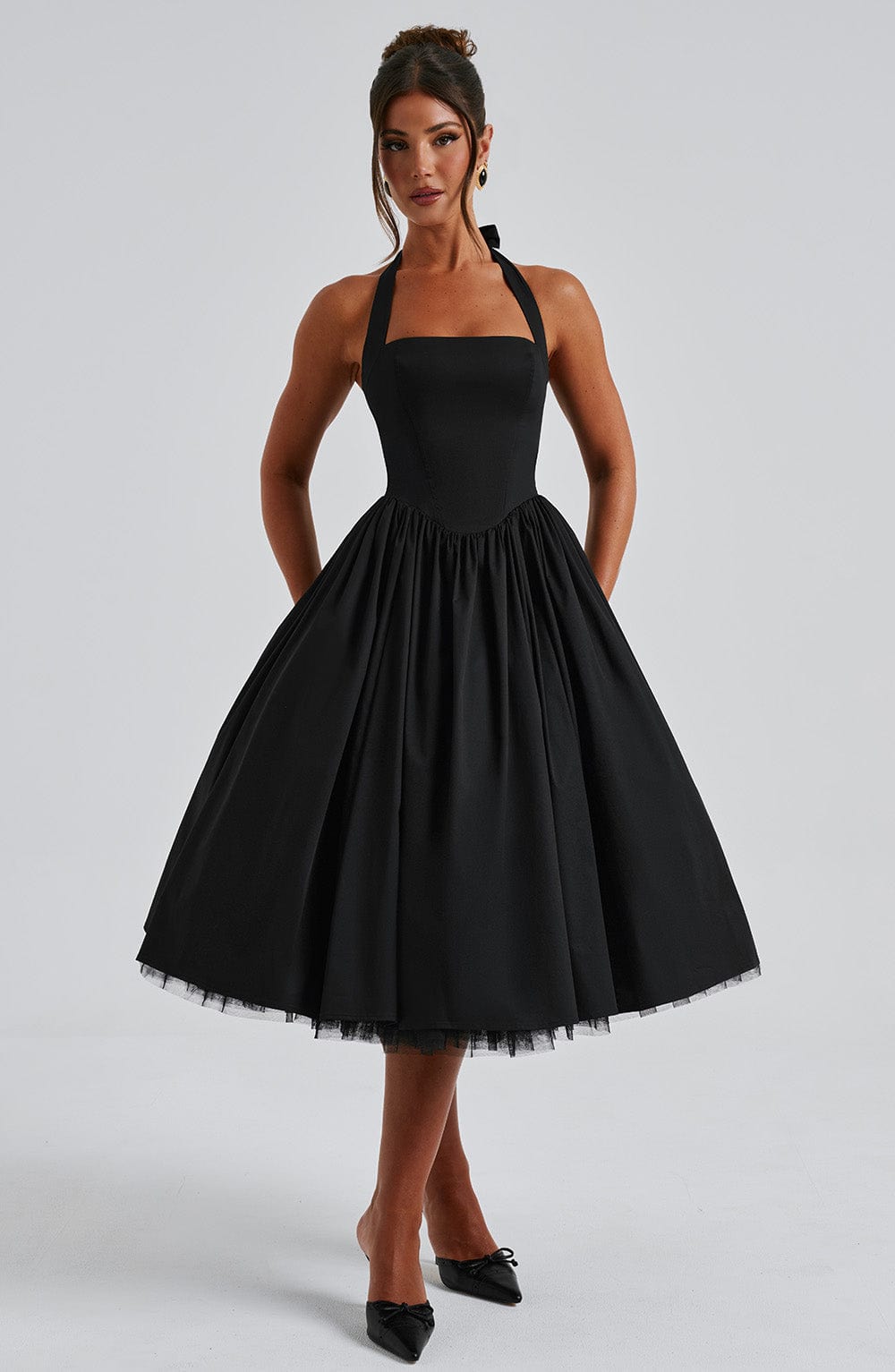 Ariana | Women Wedding Guest Halter Midi Dress
