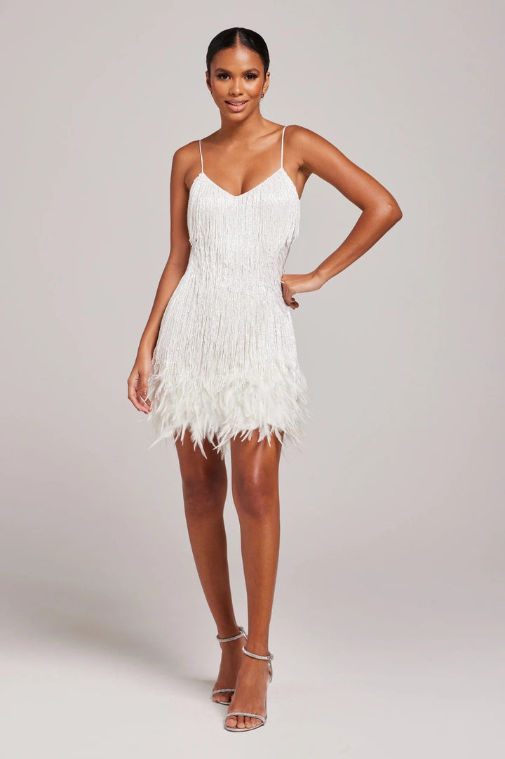 Margaret | Women’s Cocktail Dress with Fringe Feathers