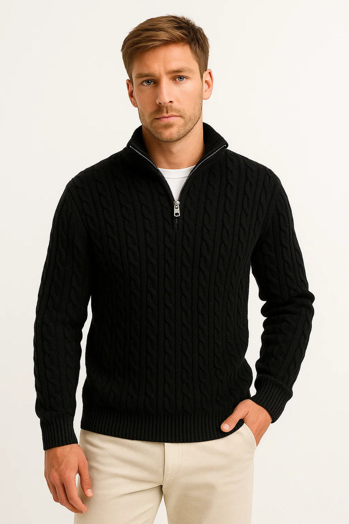 Joshua | Men’s Spring Zip-Neck Cable Knit Sweater