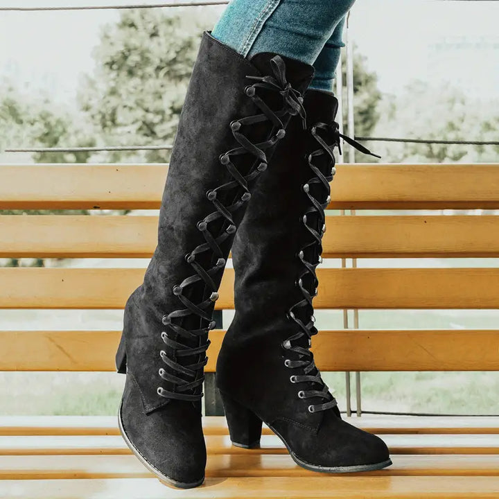 Brianna | Women’s Lace-Up Block Heel Long Boots