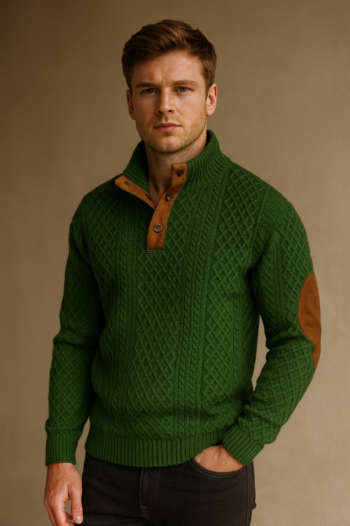 Nick | Men’s Spring Jacquard Knit Sweater Button Collar