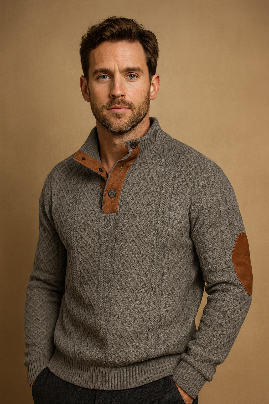 Nick | Men’s Spring Jacquard Knit Sweater Button Collar