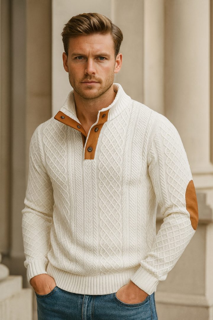 Nick | Men’s Spring Jacquard Knit Sweater Button Collar