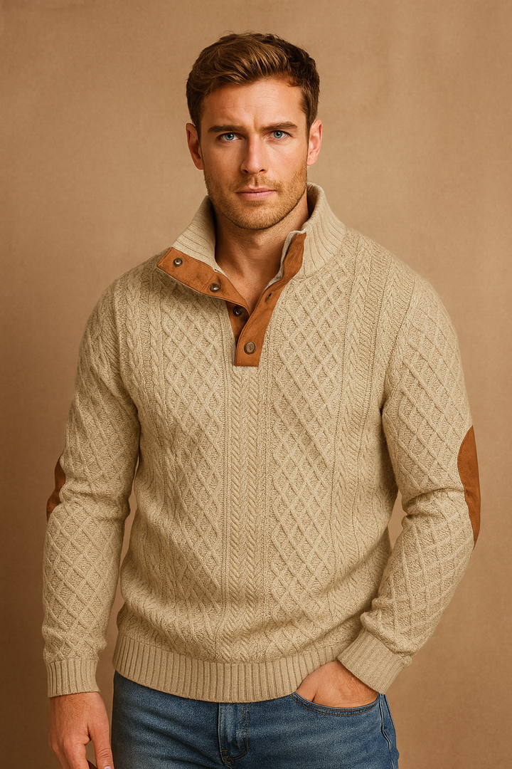 Nick | Men’s Spring Jacquard Knit Sweater Button Collar