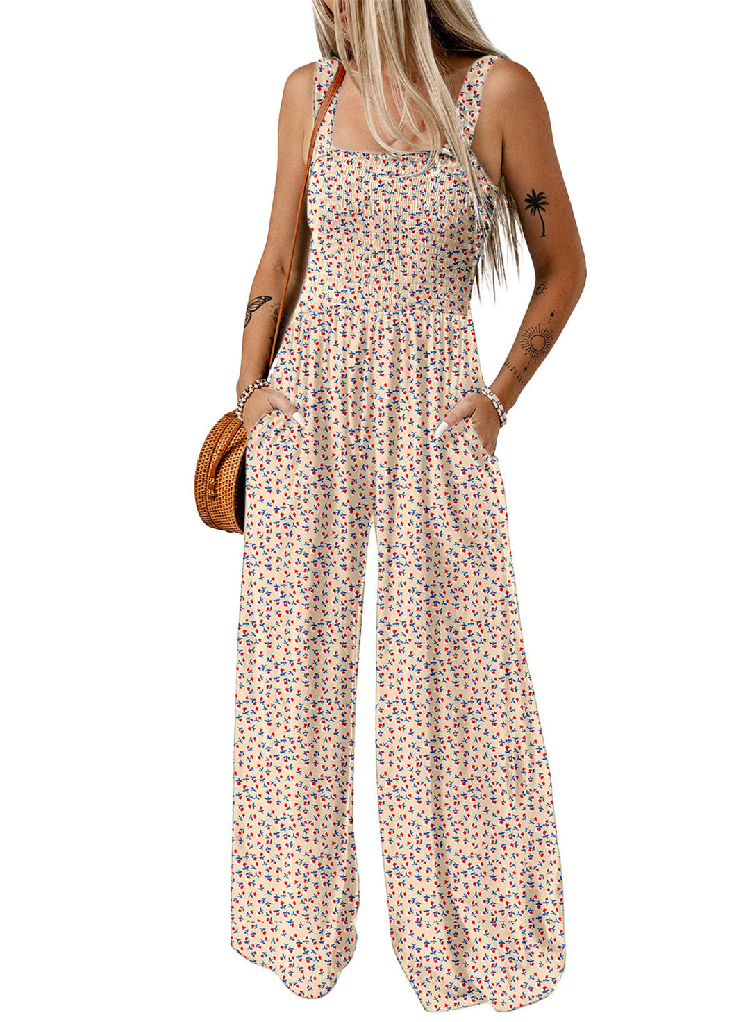 Florence | Women’s Elegant Spring Floral Wide-Leg Jumpsuit