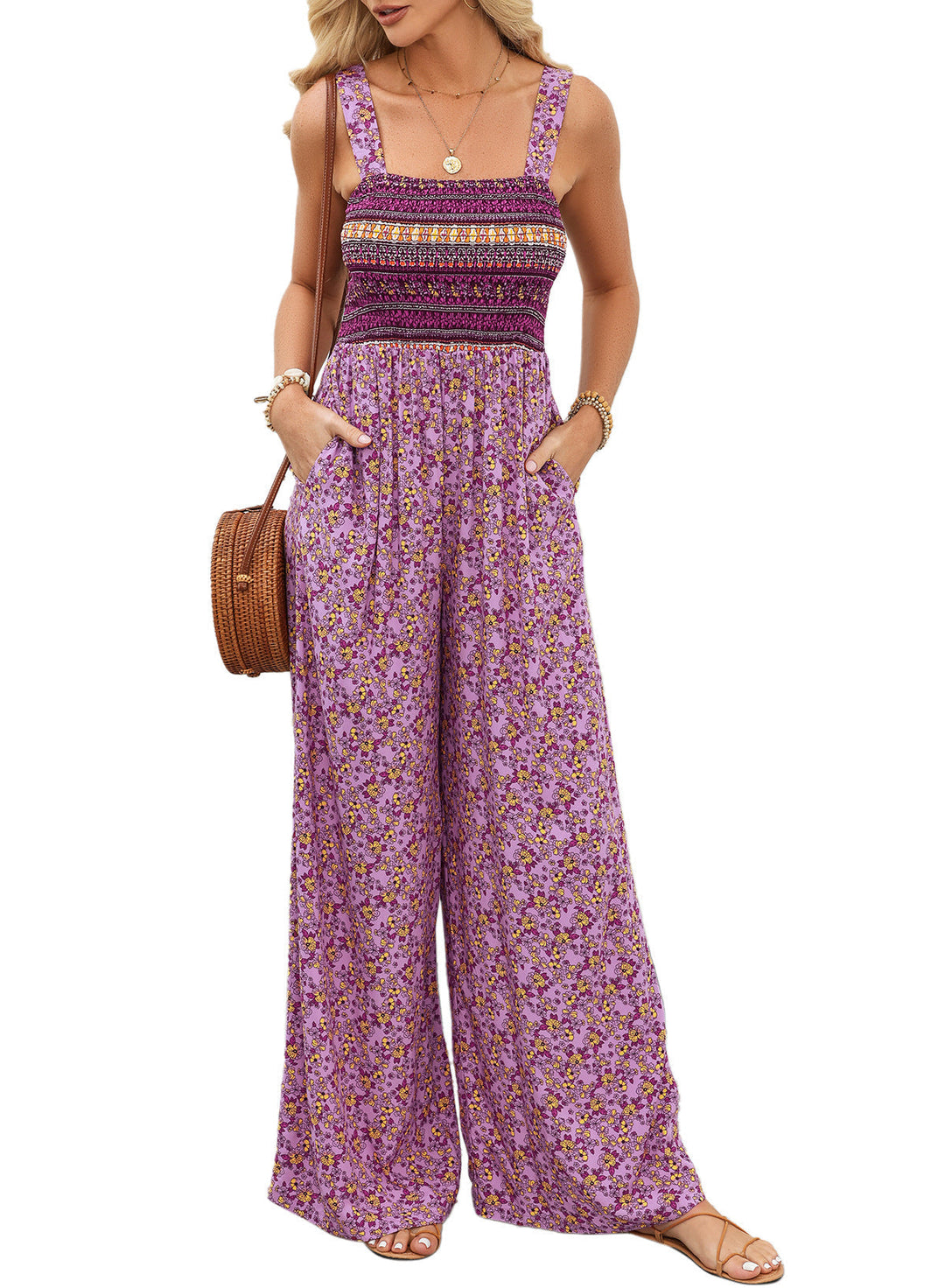 Florence | Women’s Elegant Spring Floral Wide-Leg Jumpsuit