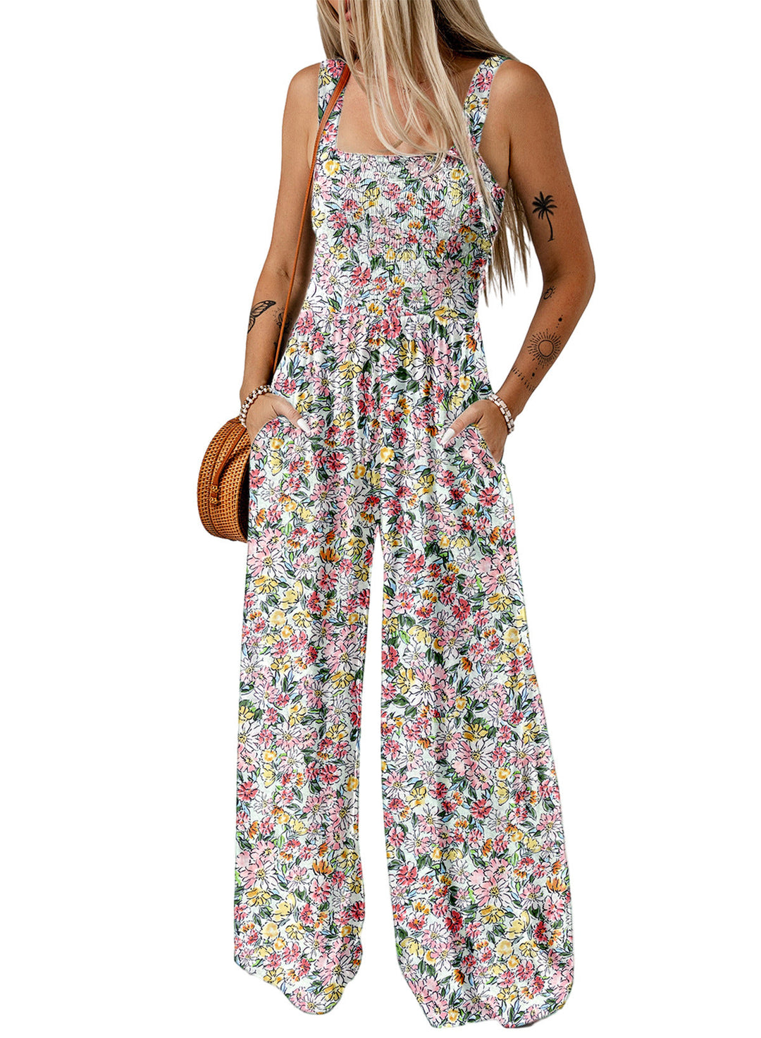 Florence | Women’s Elegant Spring Floral Wide-Leg Jumpsuit