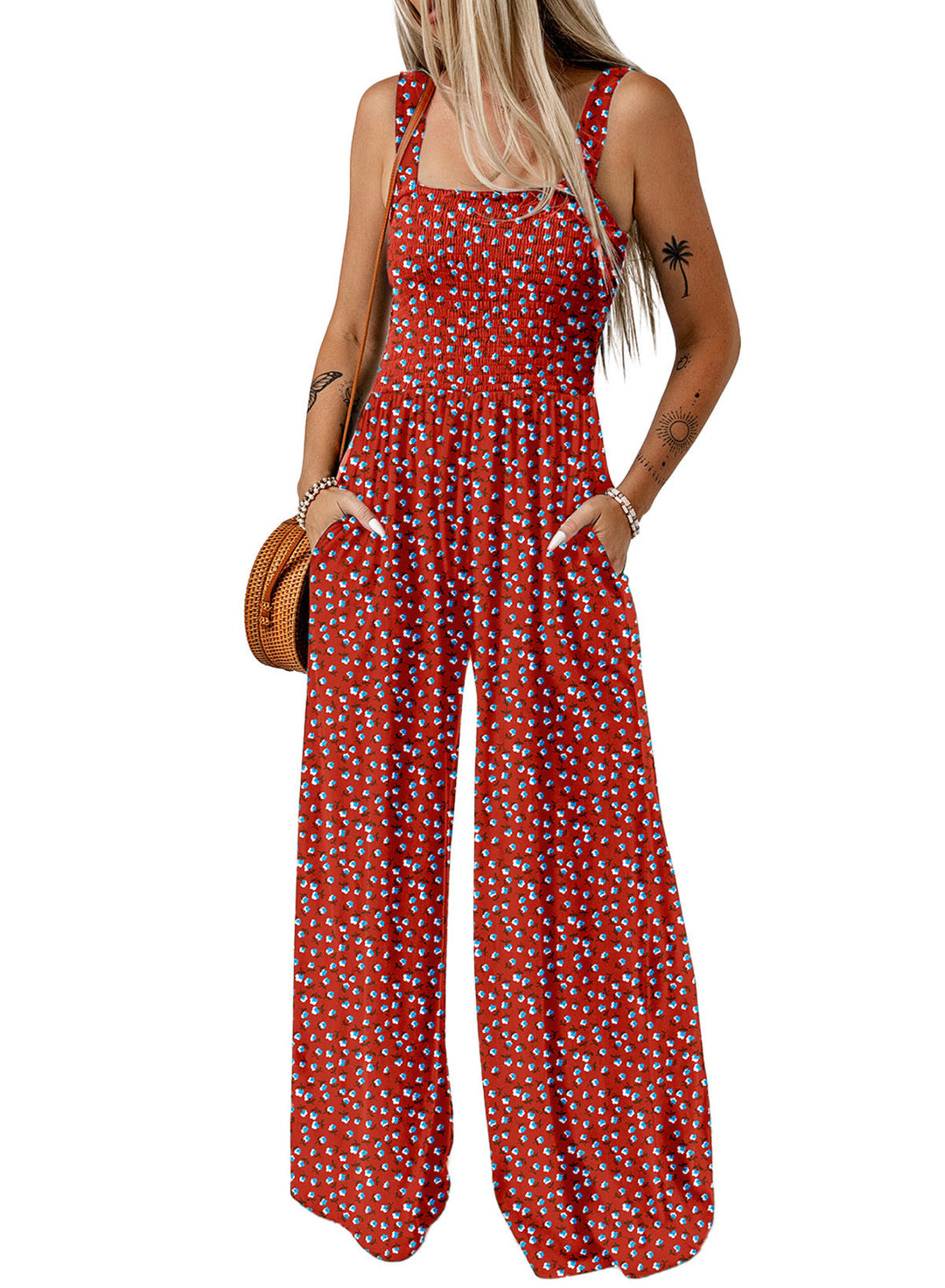 Florence | Women’s Elegant Spring Floral Wide-Leg Jumpsuit