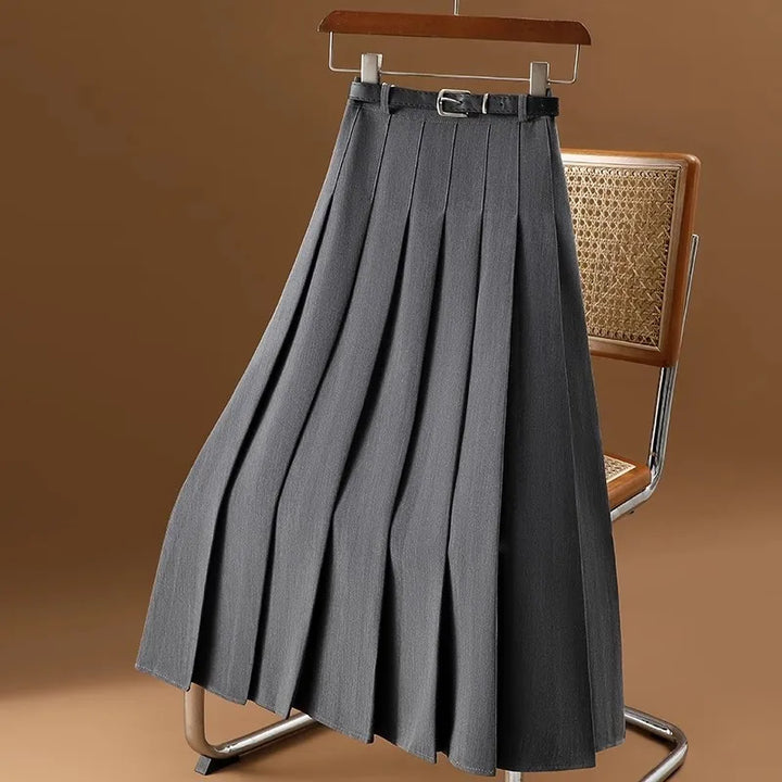 Bethany | Women’s Spring Pleated Belted Midi Skirt