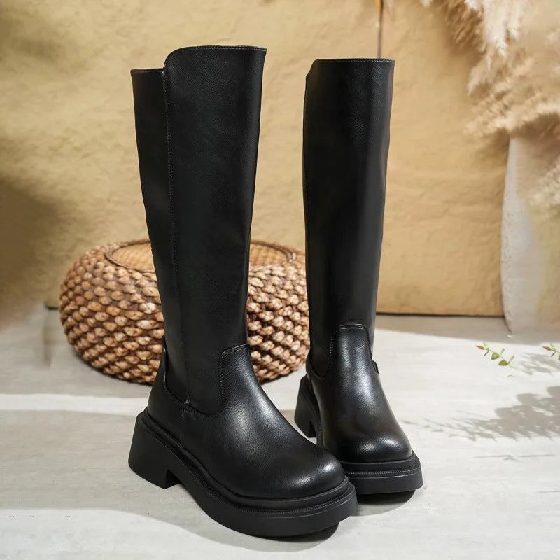 Julia | Women’s Leather Knee-High Boots with Heels
