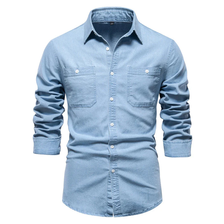 Hunter | Men’s Light Blue Denim Button-Up Shirt