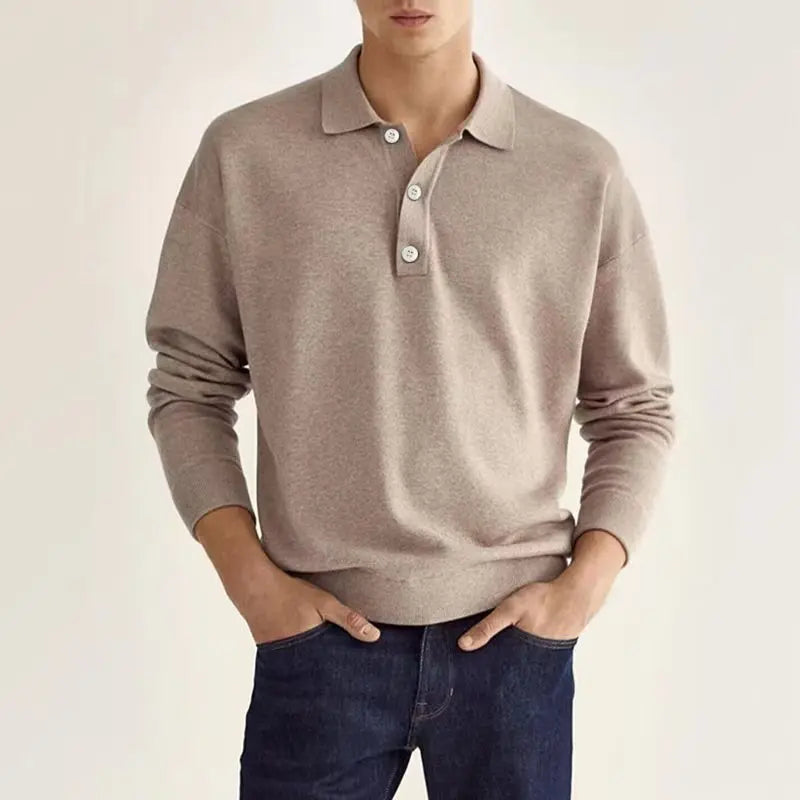 Clyde | Men’s Long Sleeve Casual Knit Polo Shirt