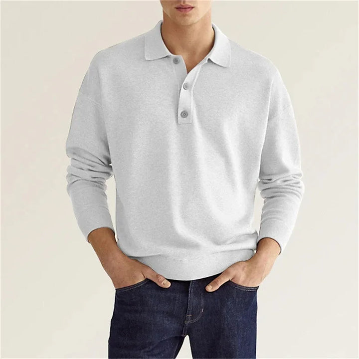 Clyde | Men’s Long Sleeve Casual Knit Polo Shirt