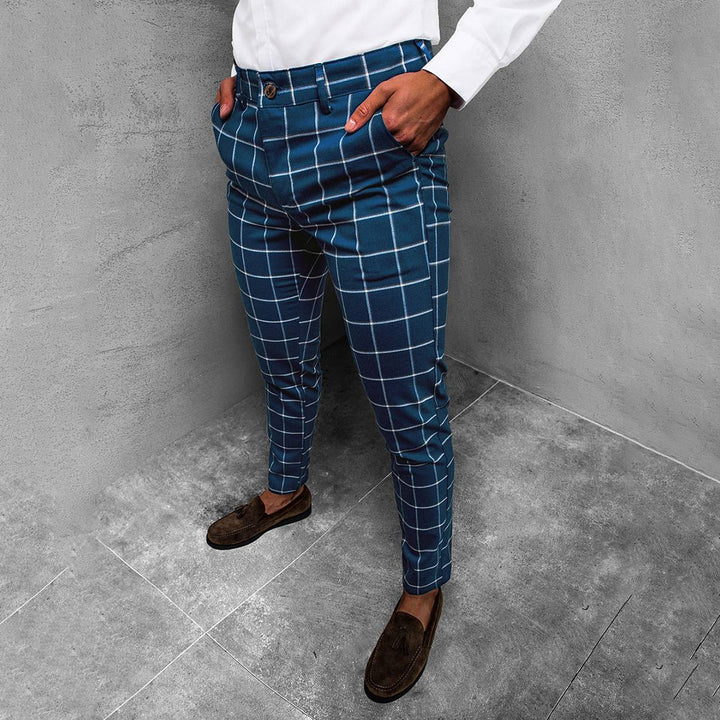 Daniel | Men's Tapered Grid Pattern Trousers