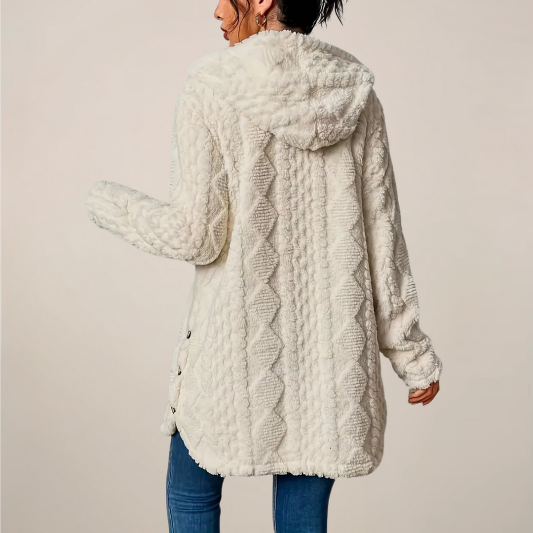 Elizabeth | Women’s Spring Longline Hooded Textured Knit Cardigan