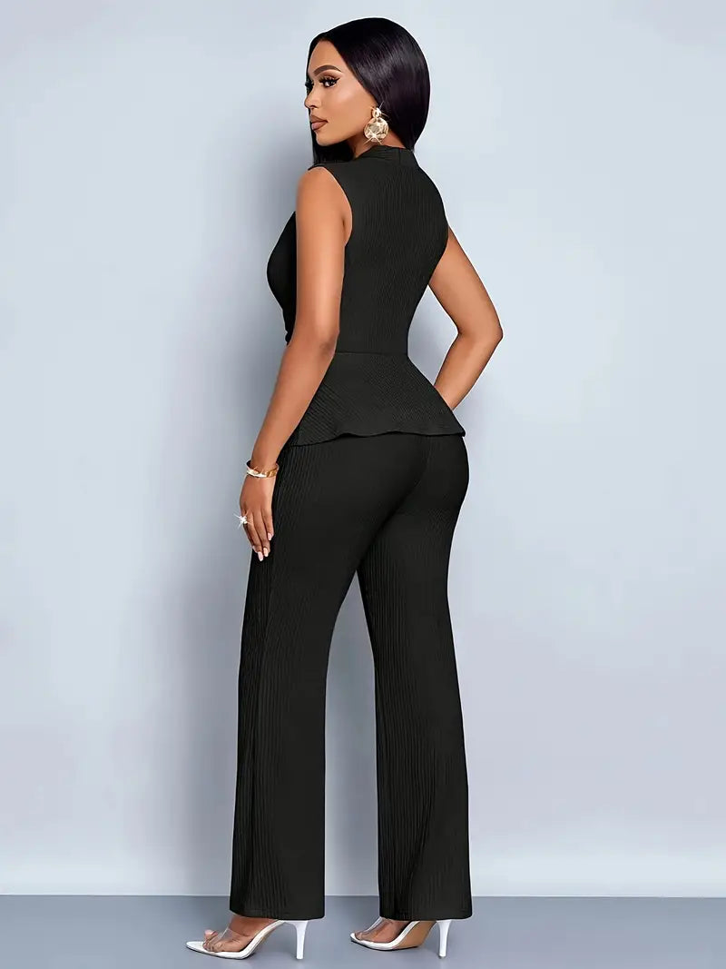 Addison | Women Spring Pleated Peplum Pants Set