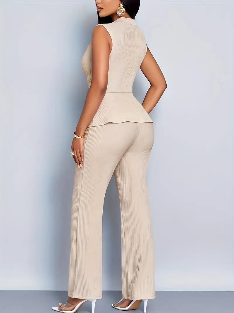 Addison | Women Spring Pleated Peplum Pants Set