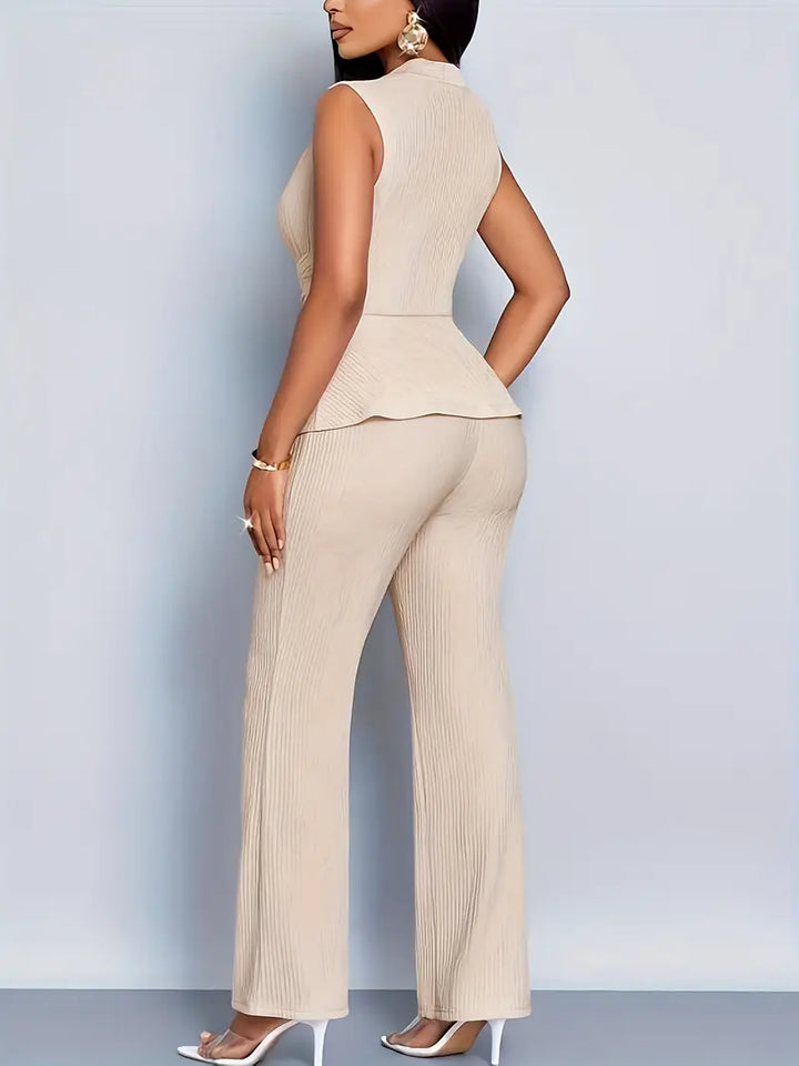 Addison | Women Spring Pleated Peplum Pants Set