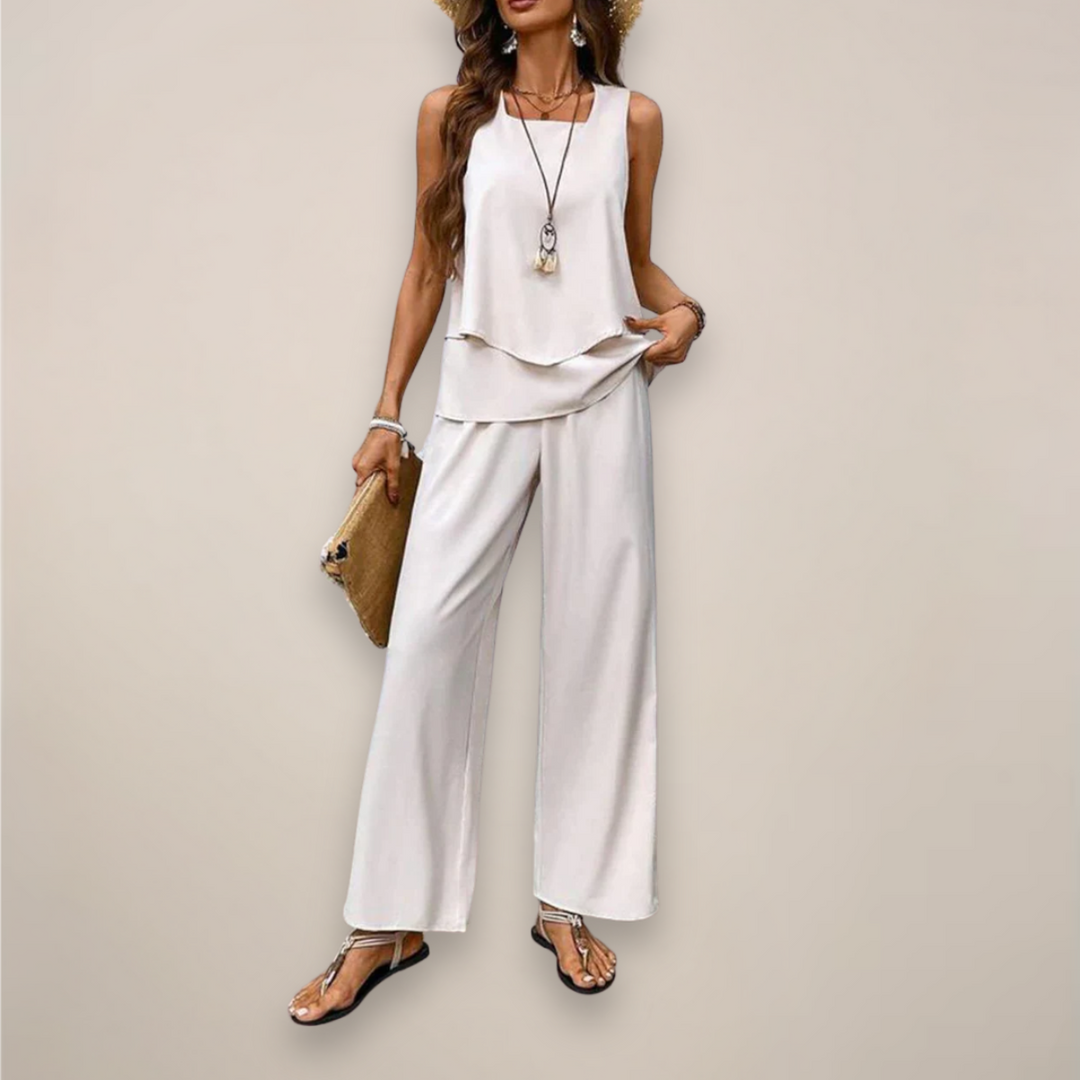 Ava | Women’s Spring Printed Wide-Leg Set