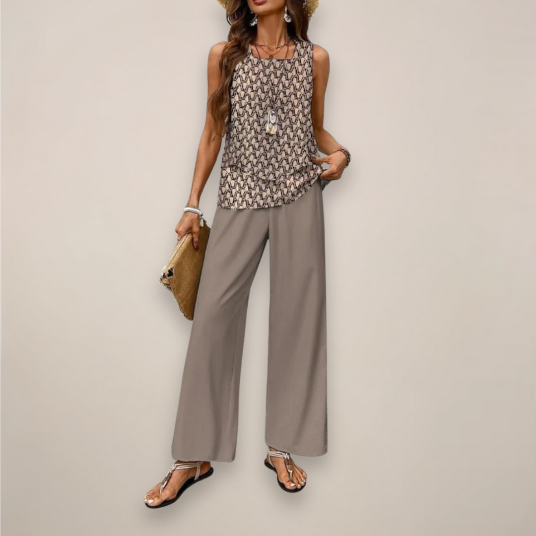 Ava | Women’s Spring Printed Wide-Leg Set