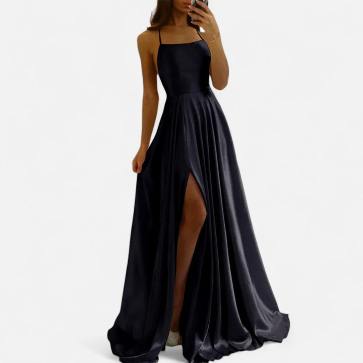 Gabrielle | Women’s Modern Fit Satin Slit  Maxi Dress