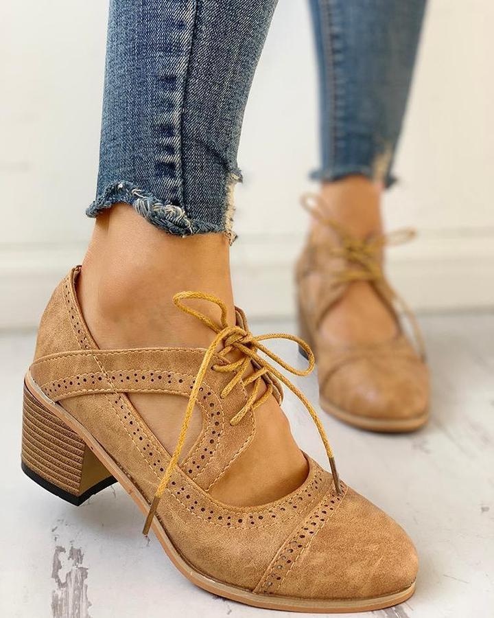 Evelyn | Women’s Heeled Lace-Up T-Strap Shoes