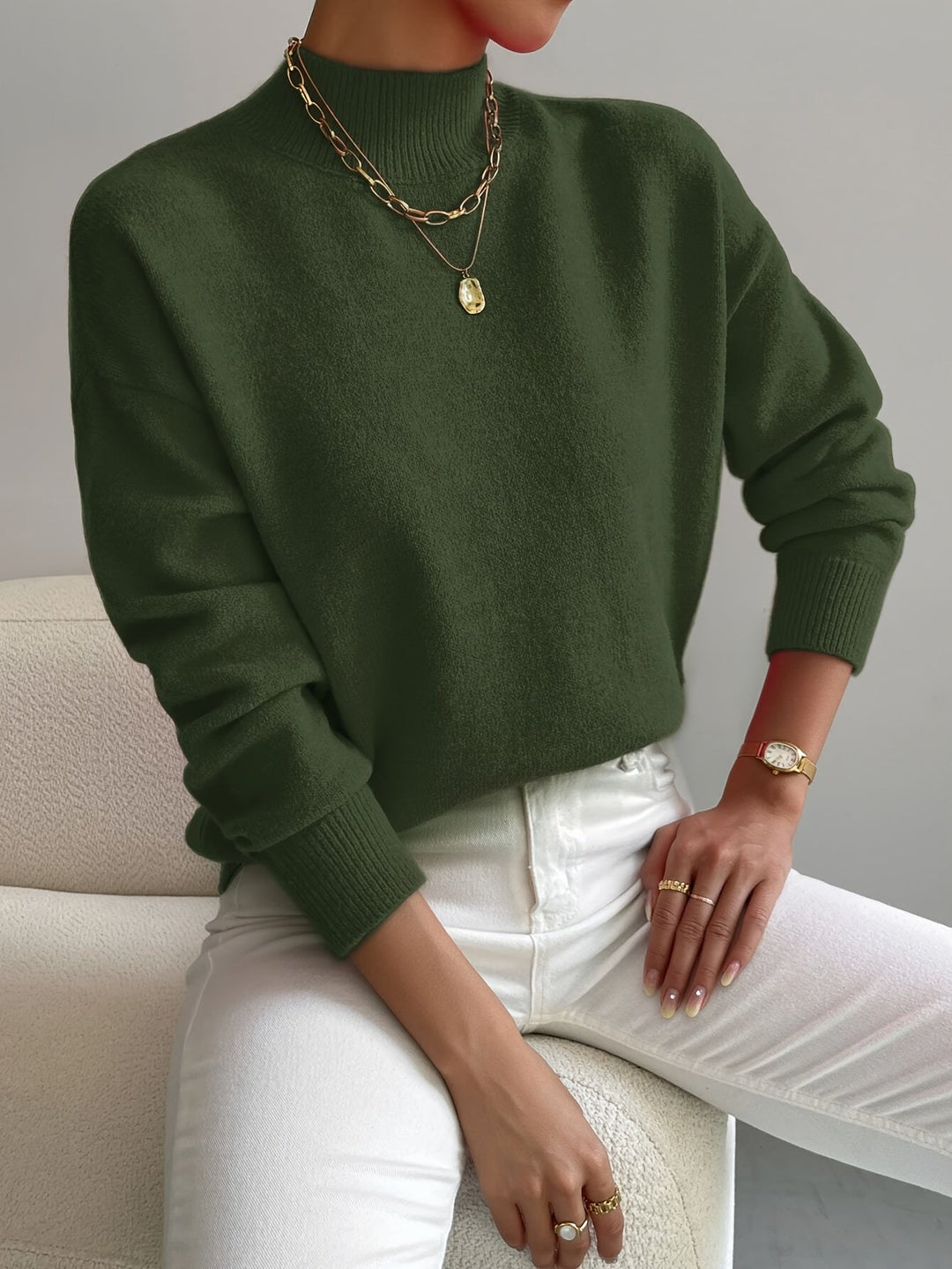 Emma | Women’s Spring Comfortable Mock Neck Sweater