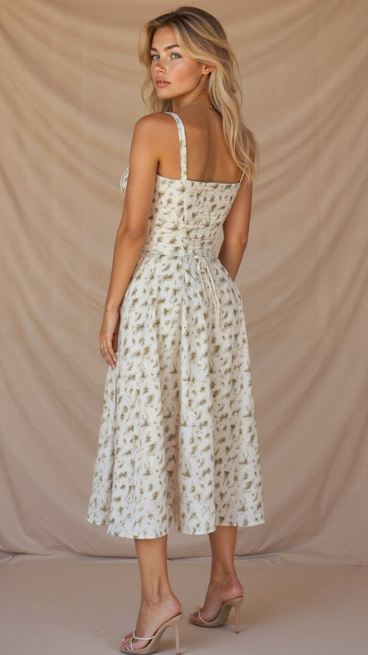 Bonnie | Floral Chic Corset Midi Dress