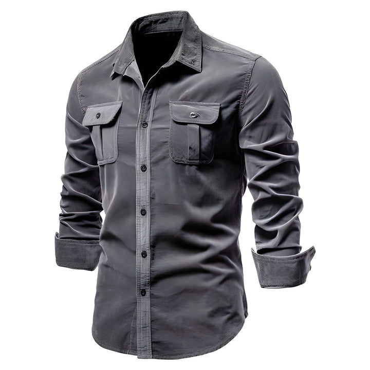 Adam | Men’s Casual Military Style Long Sleeve Shirt