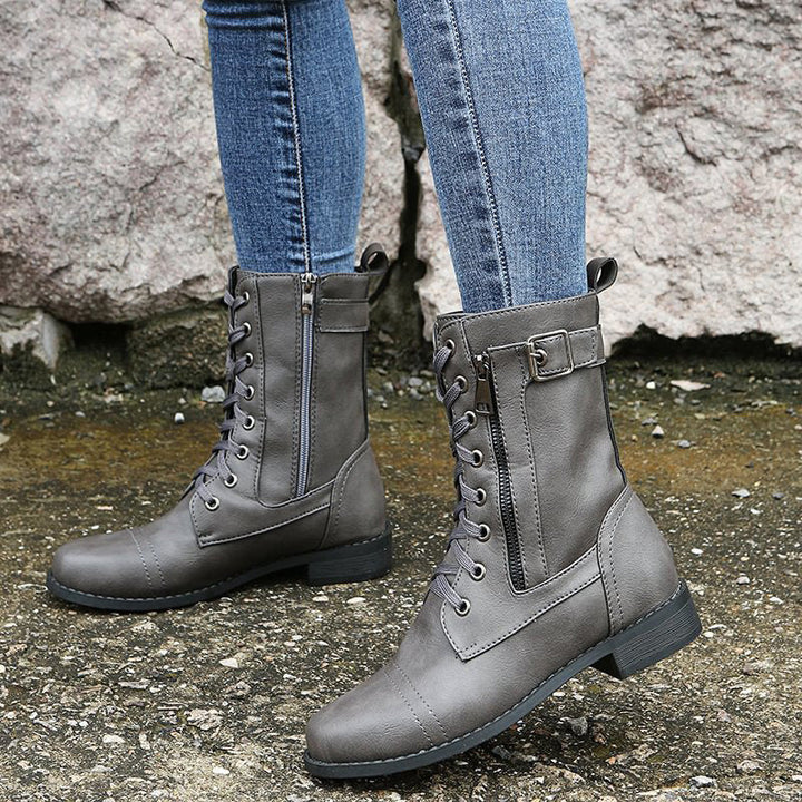 Rebecca | Women's Side-Zip Combat Boots