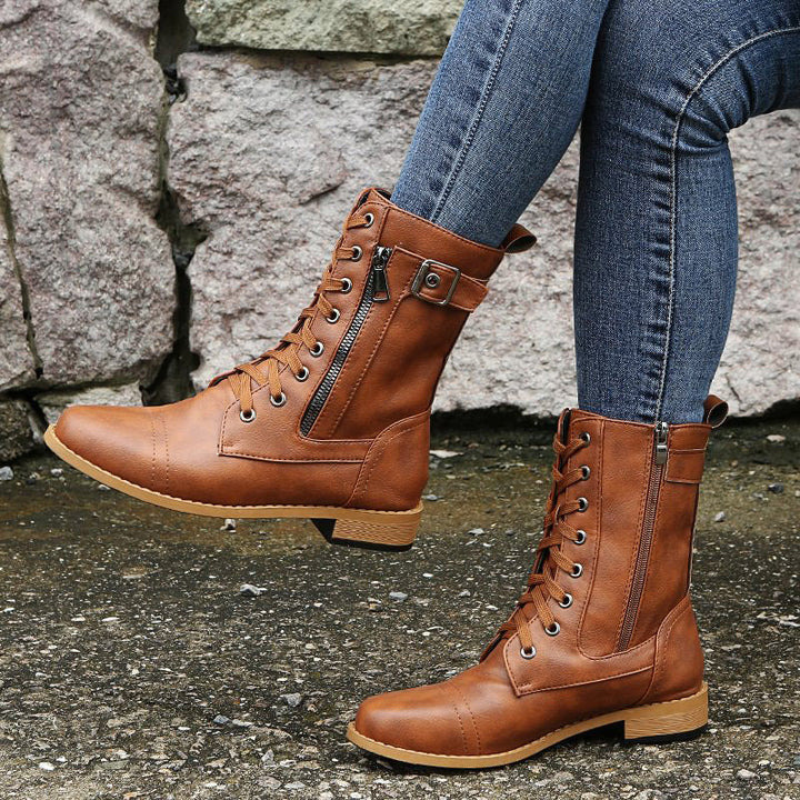 Rebecca | Women's Side-Zip Combat Boots