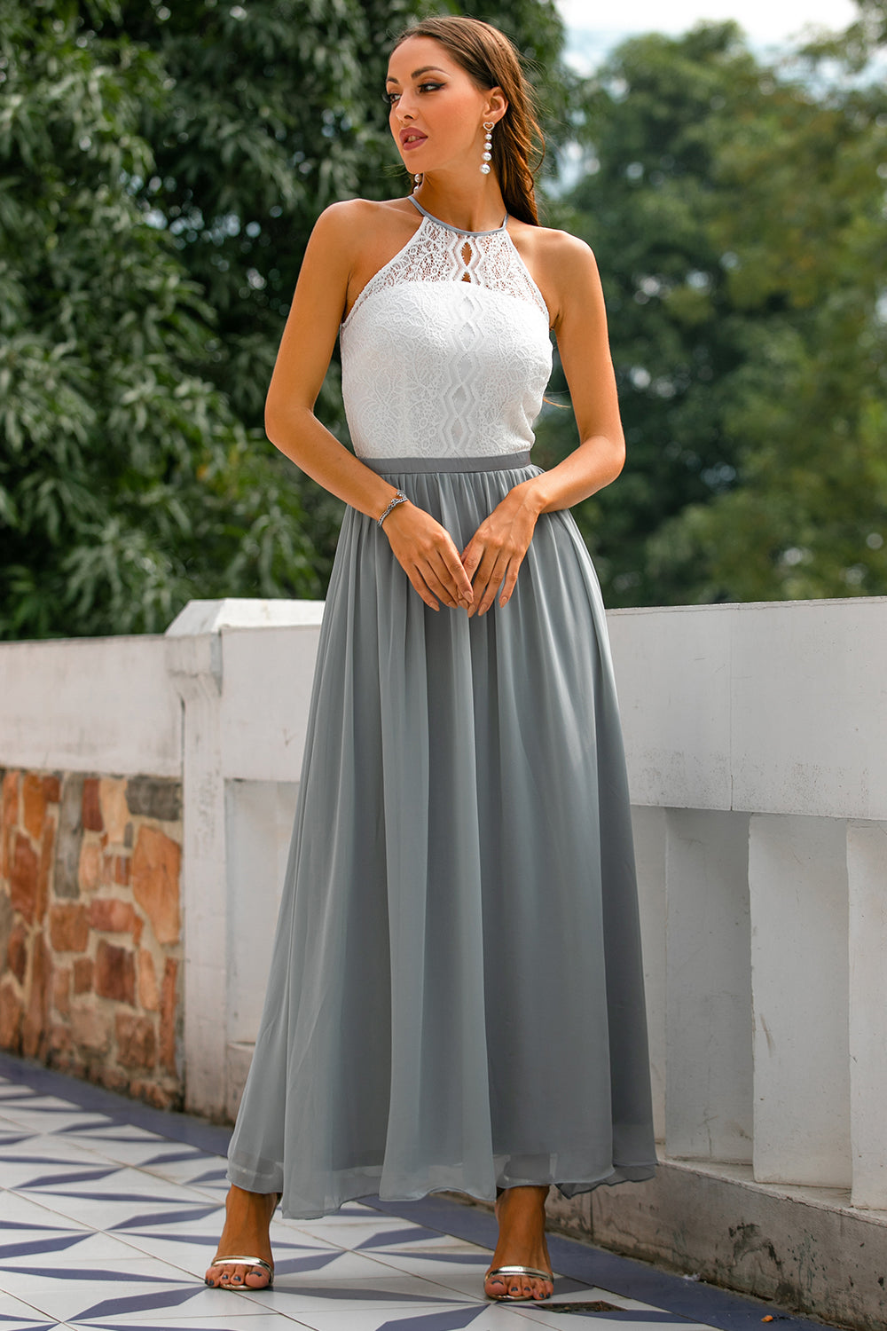Claire | Women Wedding Guest Halter Maxi Dress