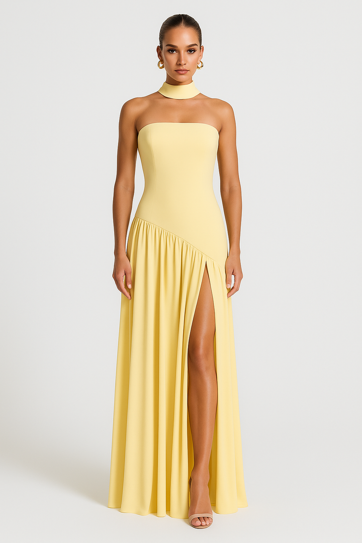 Scarlett | Women’s Stylish Strapless Slit Maxi Dress